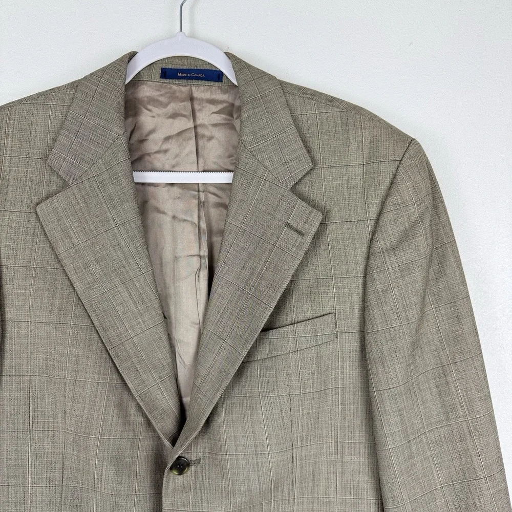 Vintage Chaps By Ralph Lauren Blazer Men's‎ 41L Tan Sports Coat Pure Virgin Wool